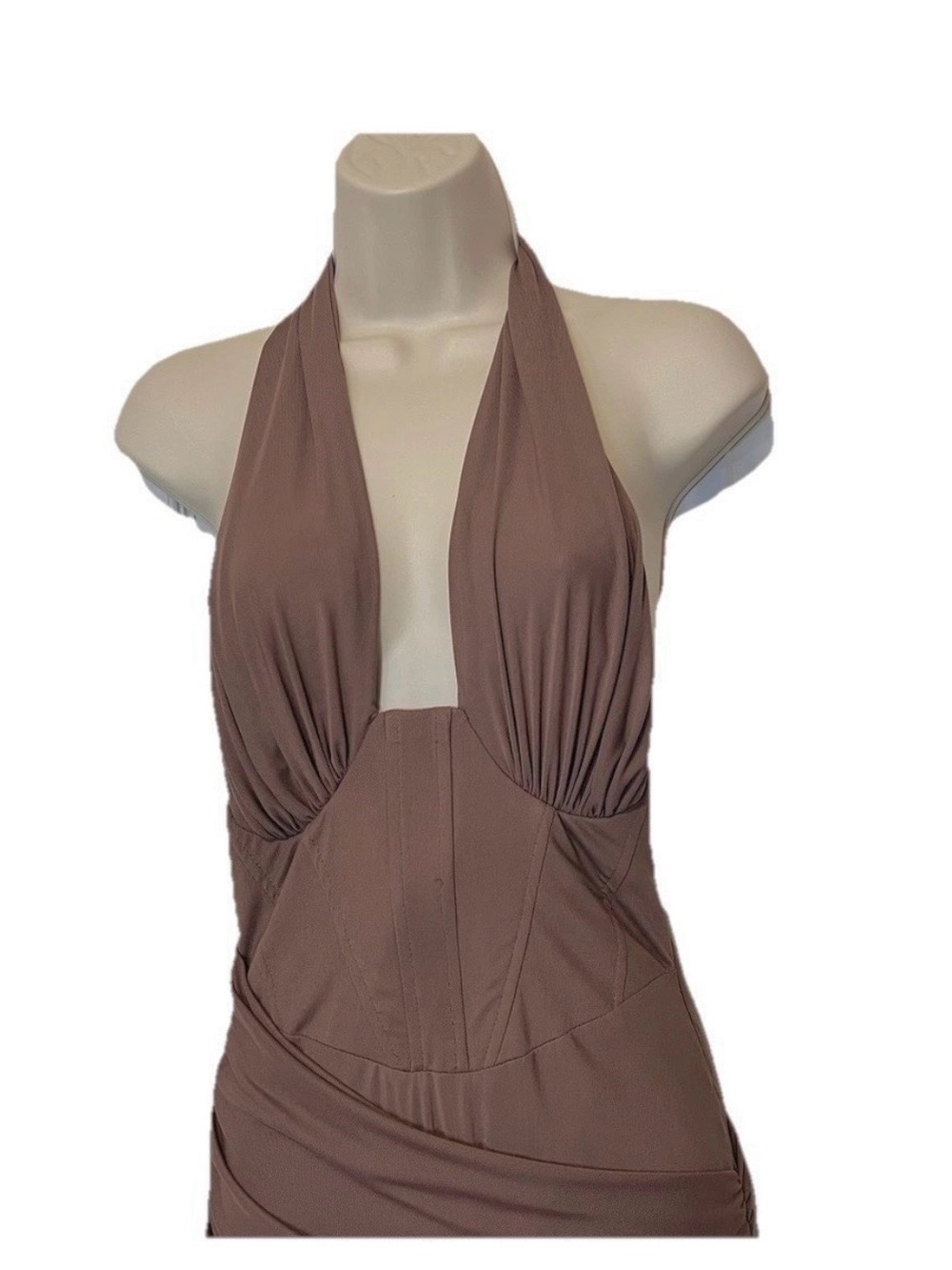 ASOS‎ Design Halter Dress, Form Fitting, Color Brown, Size 0 - Picture 4 of 13